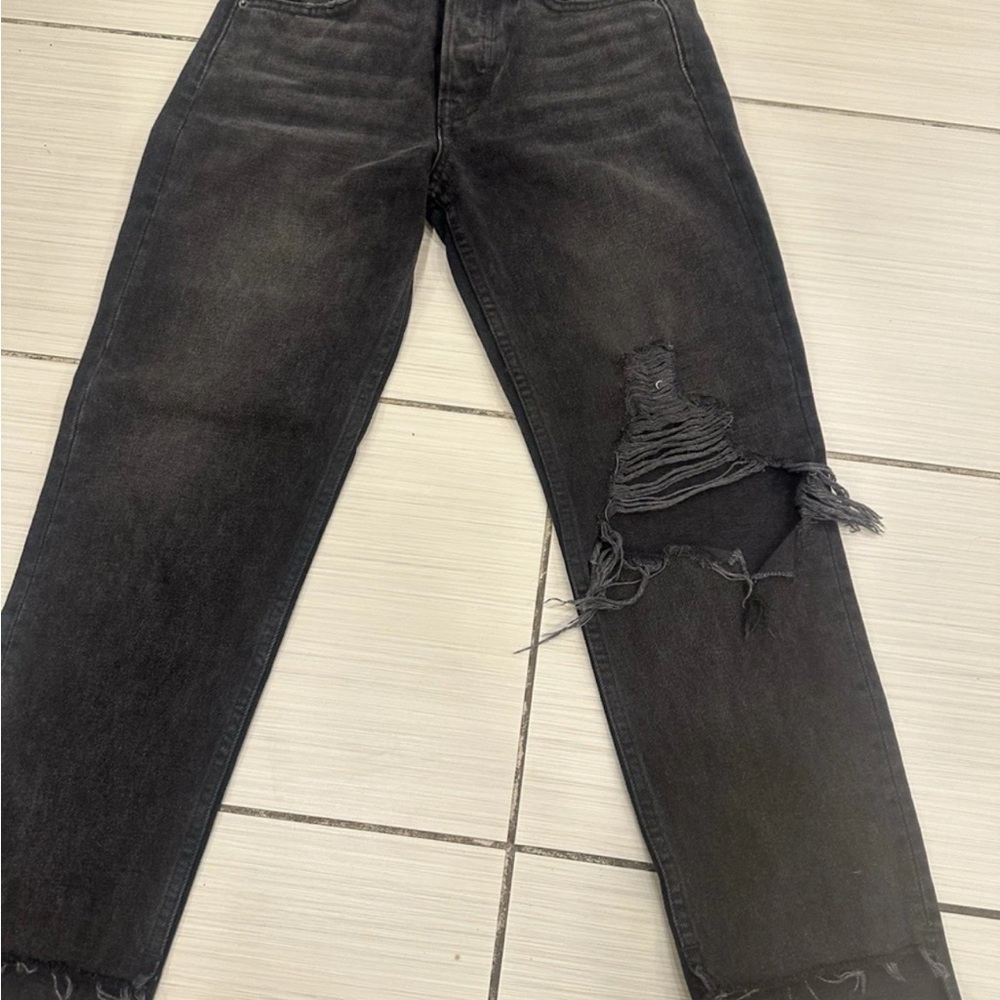 GRLFRND BLACK JEANS. straight with rips. Pre Owned. Good Condition.